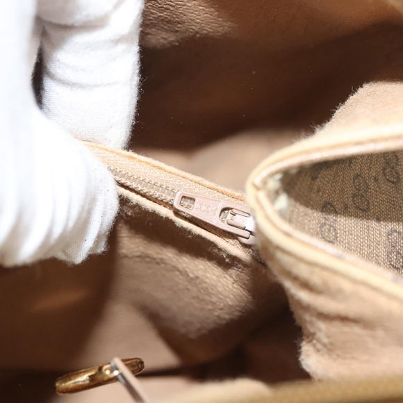 GUCCI Micro GG Supreme Hand Bag PVC Beige Gold Auth BA1192