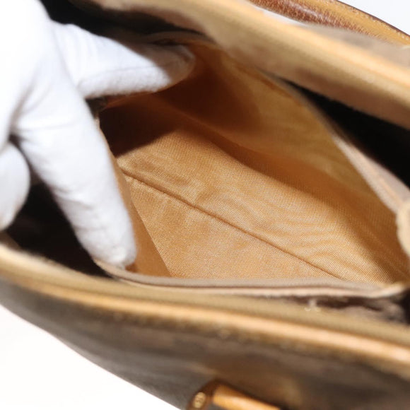 GUCCI Micro GG Supreme Hand Bag PVC Beige Gold Auth BA1192