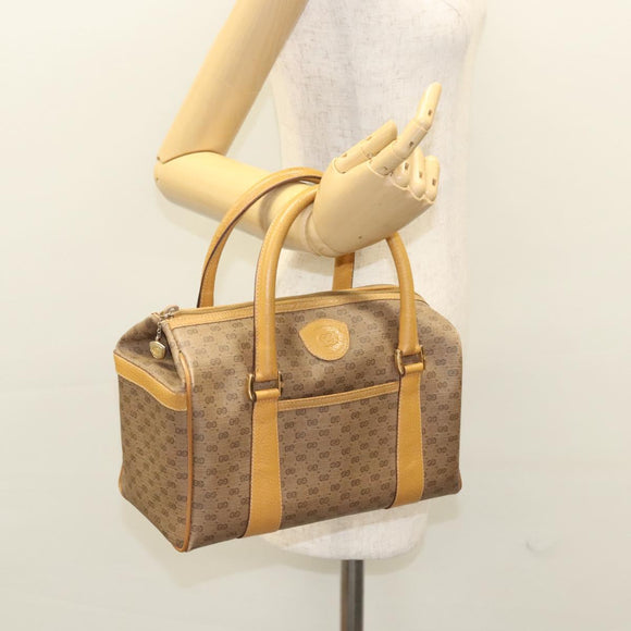 GUCCI Micro GG Supreme Hand Bag PVC Beige Gold Auth BA1192
