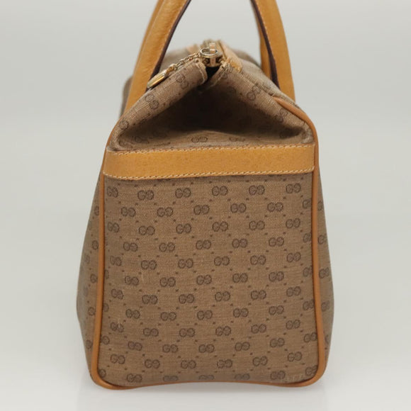 GUCCI Micro GG Supreme Hand Bag PVC Beige Gold Auth BA1192