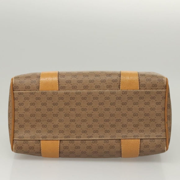 GUCCI Micro GG Supreme Hand Bag PVC Beige Gold Auth BA1192