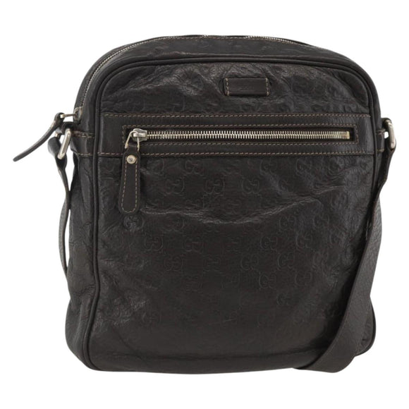 GUCCI GG Canvas Guccissima Shoulder Bag Leather Black Gold 201448 Auth BA11920