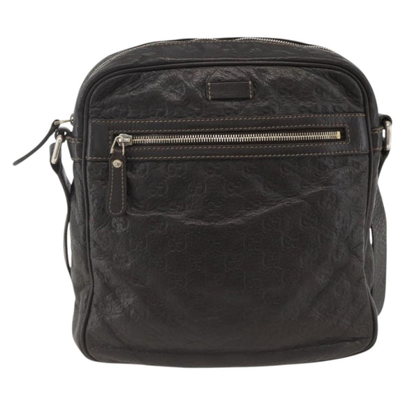 GUCCI GG Canvas Guccissima Shoulder Bag Leather Black Gold 201448 Auth BA11920