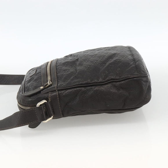 GUCCI GG Canvas Guccissima Shoulder Bag Leather Black Gold 201448 Auth BA11920