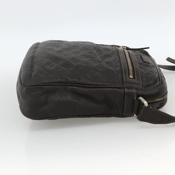 GUCCI GG Canvas Guccissima Shoulder Bag Leather Black Gold 201448 Auth BA11920