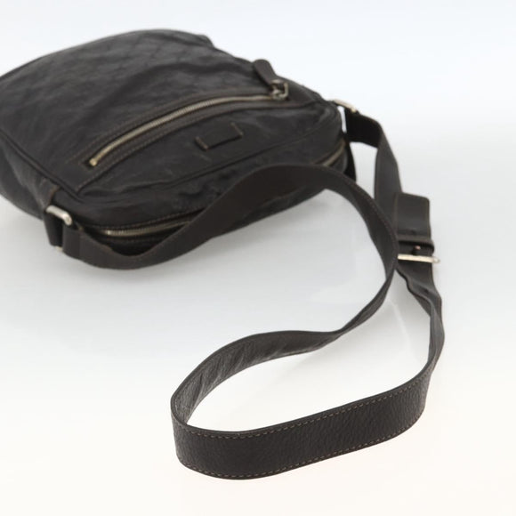 GUCCI GG Canvas Guccissima Shoulder Bag Leather Black Gold 201448 Auth BA11920