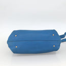 Salvatore Ferragamo Gancini Sofia Hand Bag Leather 2way Blue Silver Auth BA11921-5