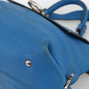 Salvatore Ferragamo Gancini Sofia Hand Bag Leather 2way Blue Silver Auth BA11921-9