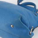 Salvatore Ferragamo Gancini Sofia Hand Bag Leather 2way Blue Silver Auth BA11921-17