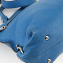 Salvatore Ferragamo Gancini Sofia Hand Bag Leather 2way Blue Silver Auth BA11921-18