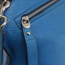 Salvatore Ferragamo Gancini Sofia Hand Bag Leather 2way Blue Silver Auth BA11921-20