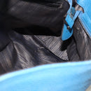 Salvatore Ferragamo Gancini Sofia Hand Bag Leather 2way Blue Silver Auth BA11921-23