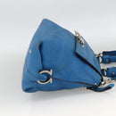 Salvatore Ferragamo Gancini Sofia Hand Bag Leather 2way Blue Silver Auth BA11921-4