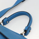 Salvatore Ferragamo Gancini Sofia Hand Bag Leather 2way Blue Silver Auth BA11921-14