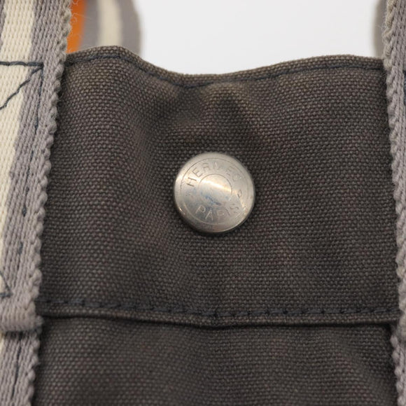 HERMES Fourre Tout PM Tote Bag Canvas Gray Silver Auth BA11923