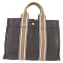 HERMES Fourre Tout PM Tote Bag Canvas Gray Silver Auth BA11923-2
