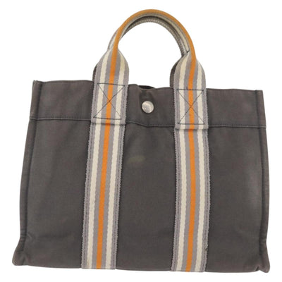 HERMES Fourre Tout PM Tote Bag Canvas Gray Silver Auth BA11923 - 0