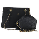 BALLY Shoulder Bag Leather 2 Set Black Auth BA11938-1