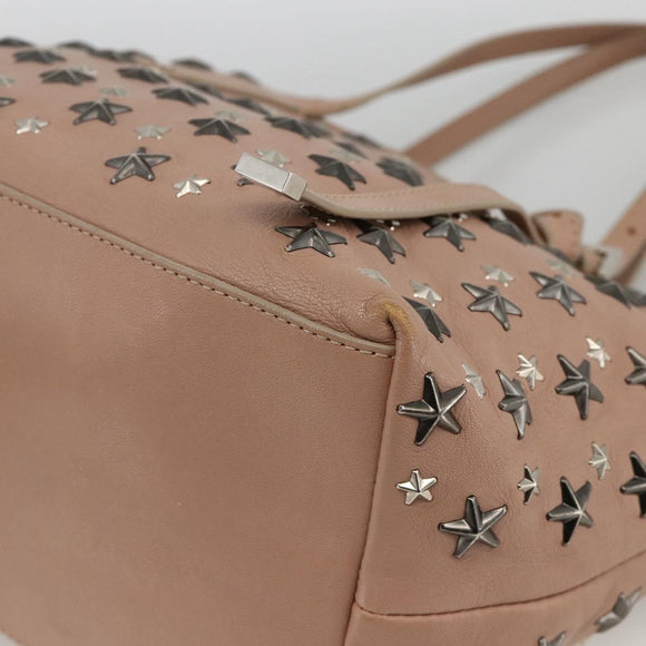 Jimmy Choo Tote Bag Leather Pink Silver Auth BA11939