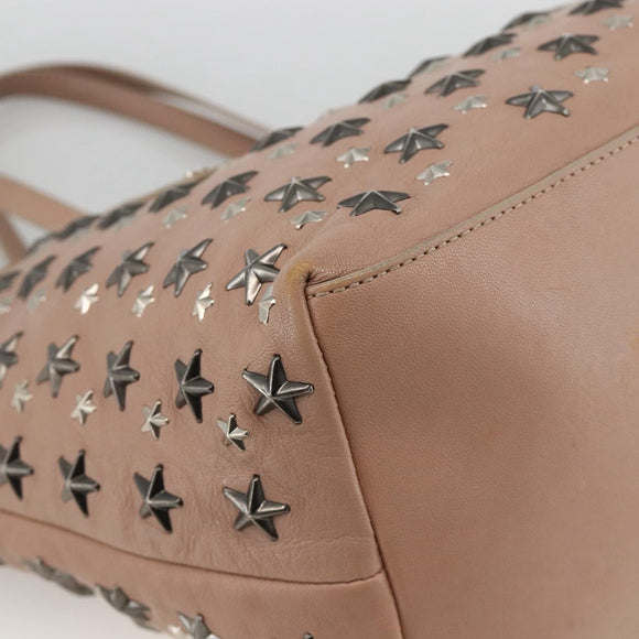 Jimmy Choo Tote Bag Leather Pink Silver Auth BA11939