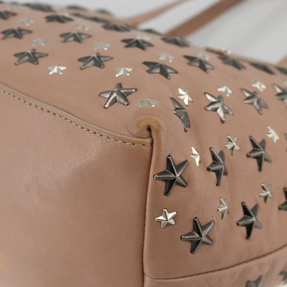 Jimmy Choo Tote Bag Leather Pink Silver Auth BA11939