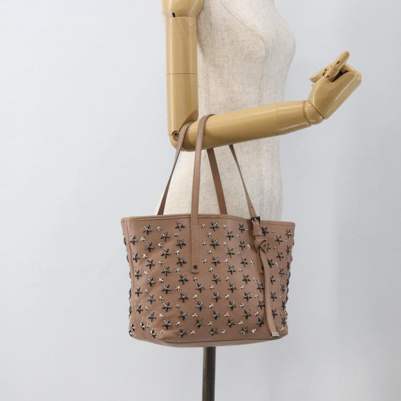 Jimmy Choo Tote Bag Leather Pink Silver Auth BA11939