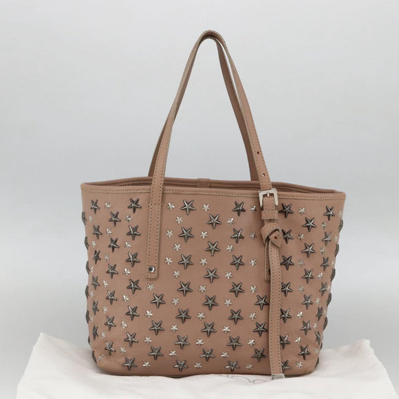 Jimmy Choo Tote Bag Leather Pink Silver Auth BA11939