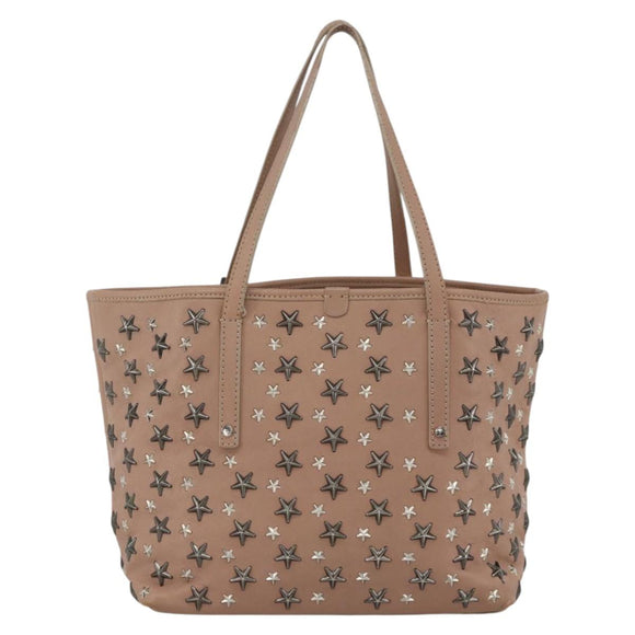 Jimmy Choo Tote Bag Leather Pink Silver Auth BA11939