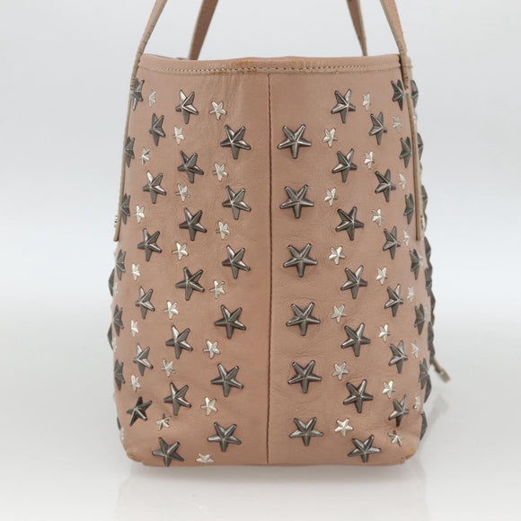 Jimmy Choo Tote Bag Leather Pink Silver Auth BA11939