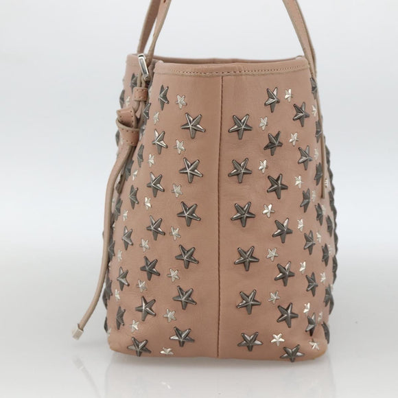 Jimmy Choo Tote Bag Leather Pink Silver Auth BA11939