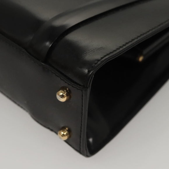 GUCCI Shoulder Bag Leather Black Gold 007 2046 0268 Auth BA1194