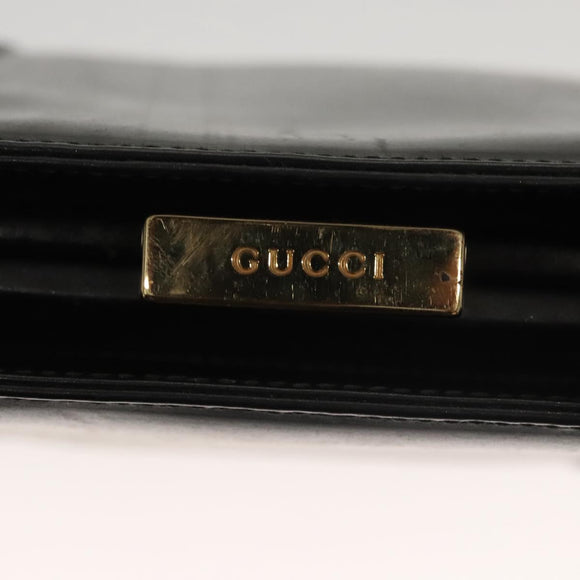 GUCCI Shoulder Bag Leather Black Gold 007 2046 0268 Auth BA1194
