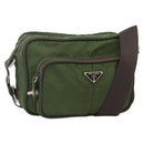 PRADA Shoulder Bag Nylon Green Silver Auth BA11940-1