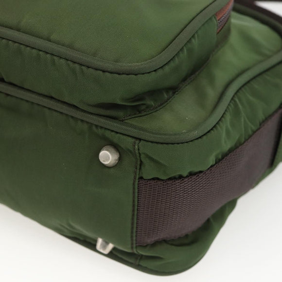 PRADA Shoulder Bag Nylon Green Silver Auth BA11940
