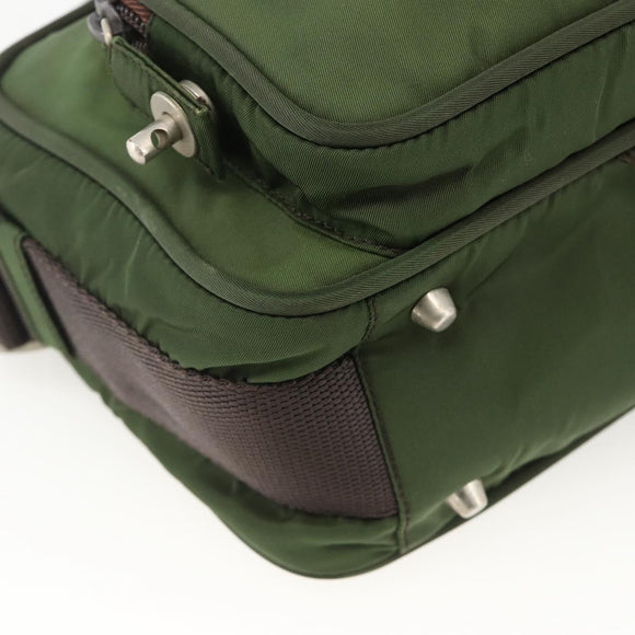 PRADA Shoulder Bag Nylon Green Silver Auth BA11940