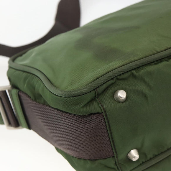PRADA Shoulder Bag Nylon Green Silver Auth BA11940