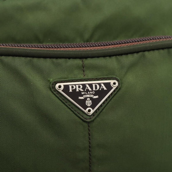 PRADA Shoulder Bag Nylon Green Silver Auth BA11940