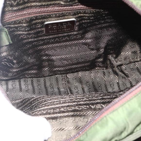 PRADA Shoulder Bag Nylon Green Silver Auth BA11940