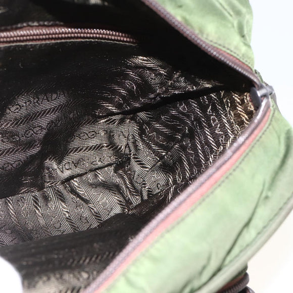 PRADA Shoulder Bag Nylon Green Silver Auth BA11940