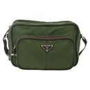 PRADA Shoulder Bag Nylon Green Silver Auth BA11940-13