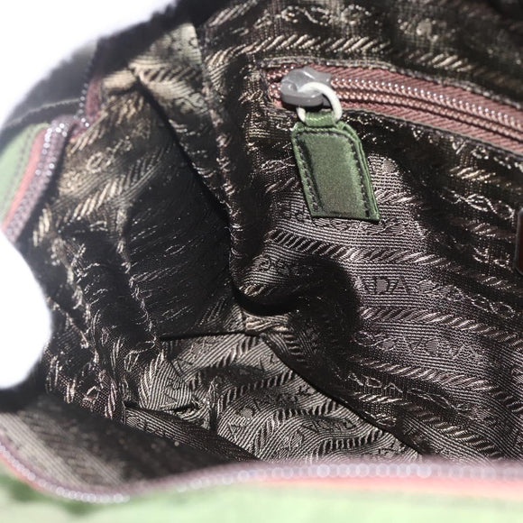 PRADA Shoulder Bag Nylon Green Silver Auth BA11940