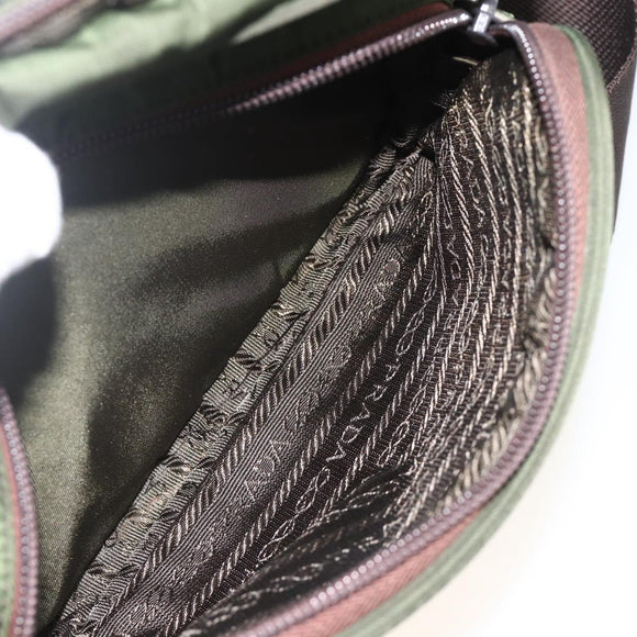 PRADA Shoulder Bag Nylon Green Silver Auth BA11940