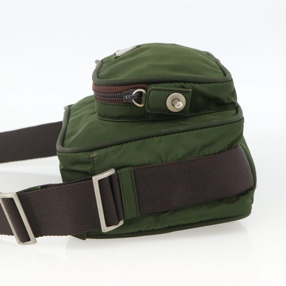 PRADA Shoulder Bag Nylon Green Silver Auth BA11940