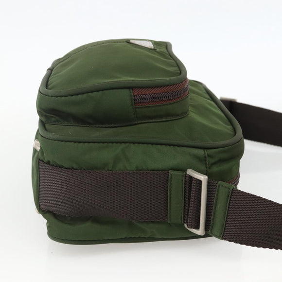 PRADA Shoulder Bag Nylon Green Silver Auth BA11940