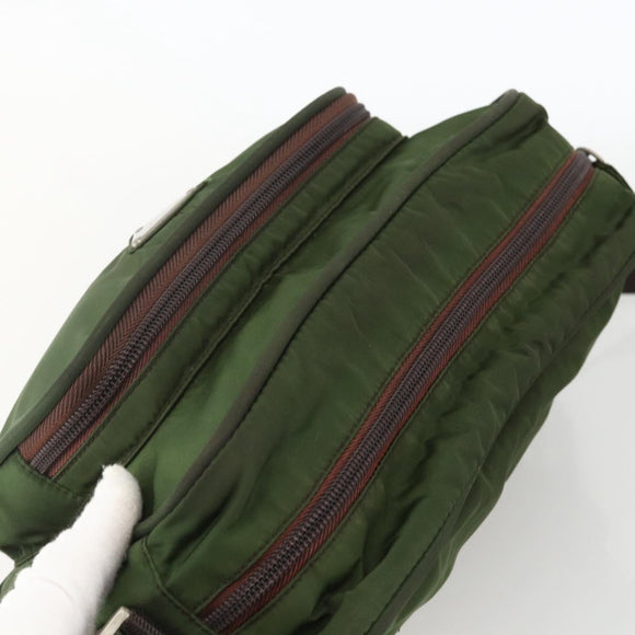 PRADA Shoulder Bag Nylon Green Silver Auth BA11940