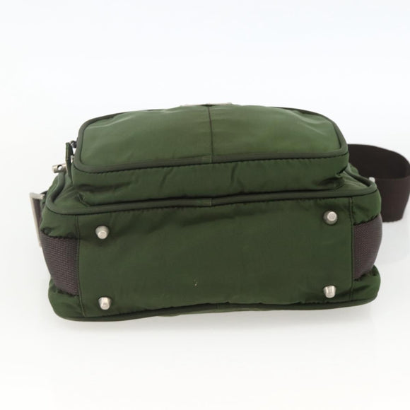 PRADA Shoulder Bag Nylon Green Silver Auth BA11940