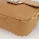 Salvatore Ferragamo Gancini Shoulder Bag Leather Beige Silver Auth BA11941-9
