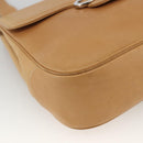 Salvatore Ferragamo Gancini Shoulder Bag Leather Beige Silver Auth BA11941-14