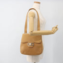 Salvatore Ferragamo Gancini Shoulder Bag Leather Beige Silver Auth BA11941-21