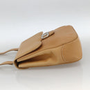 Salvatore Ferragamo Gancini Shoulder Bag Leather Beige Silver Auth BA11941-3